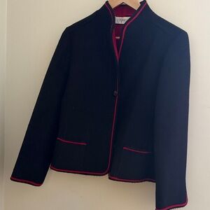 Weinberg made in France. Vintage, wool. Women's Black Jacket with Red Trim